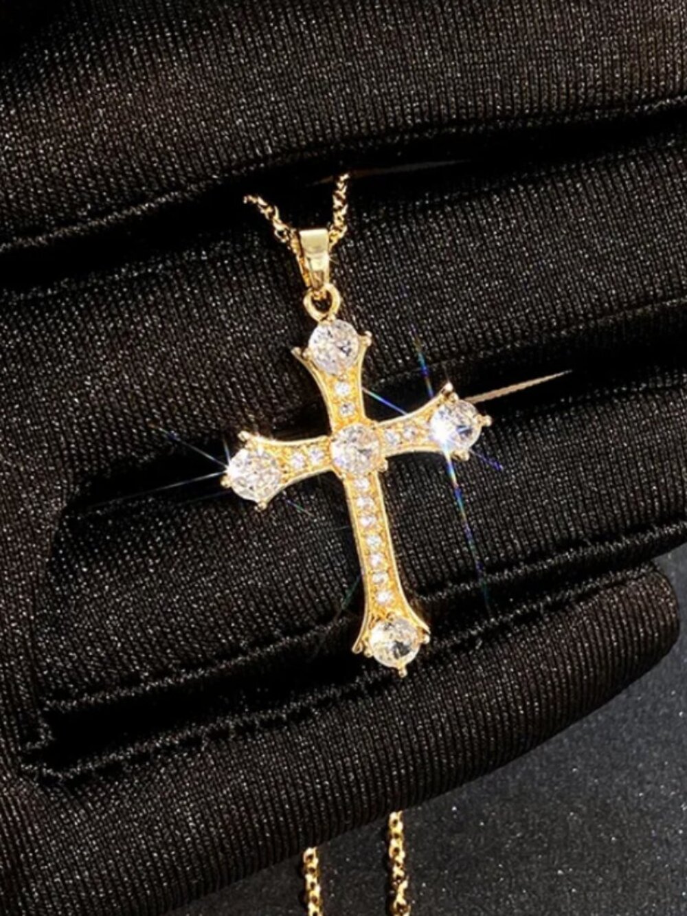 14K Gold 18" Mens 2ct Diamond Cross Necklace Guys Christian 14 K Silver Jewelry
